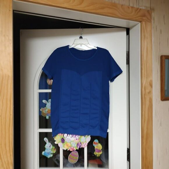 New Fabletics Blue Delta Seamless Short Sleeve Top Women's L - Picture 1 of 2